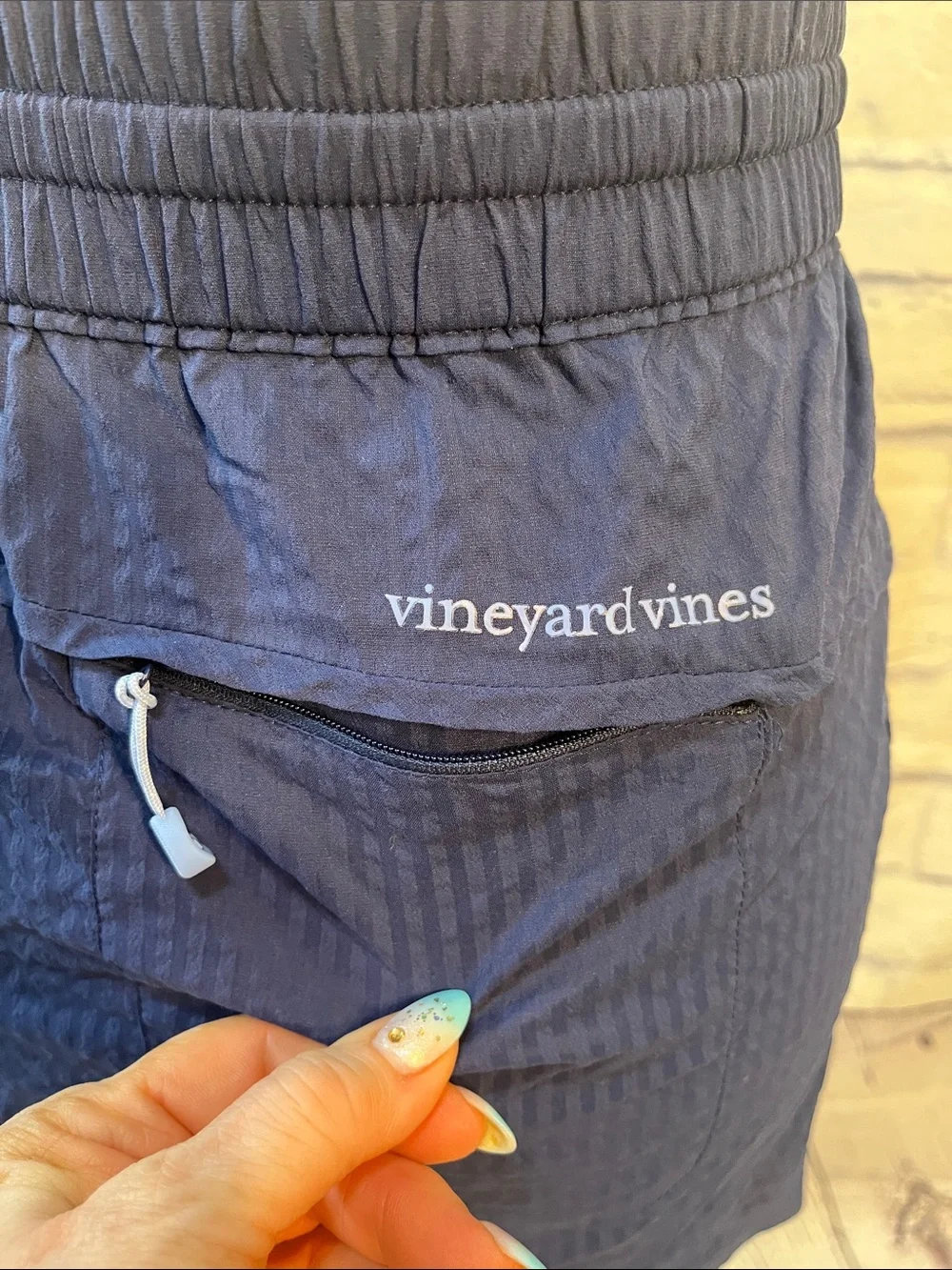 Vineyard Vines Active Skirt Drawstring Blue Textured Mini Size Small Vacation